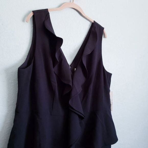 Eliza J‎ Black Sleeveless Peplum Jumpsuit - Picture 4 of 6